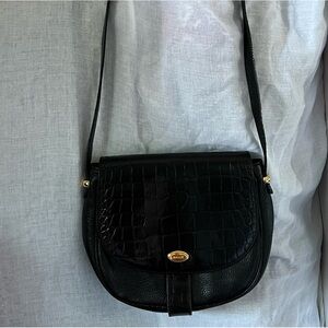 Bally vintage black croco leather crossbody bag.